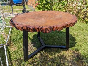 concrete tree stump table