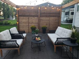 patio lights outdoor decor stamped concrete with chairs