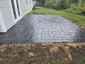 stamped concrete backyard patio