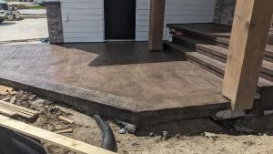 stamped concrete wood plank step